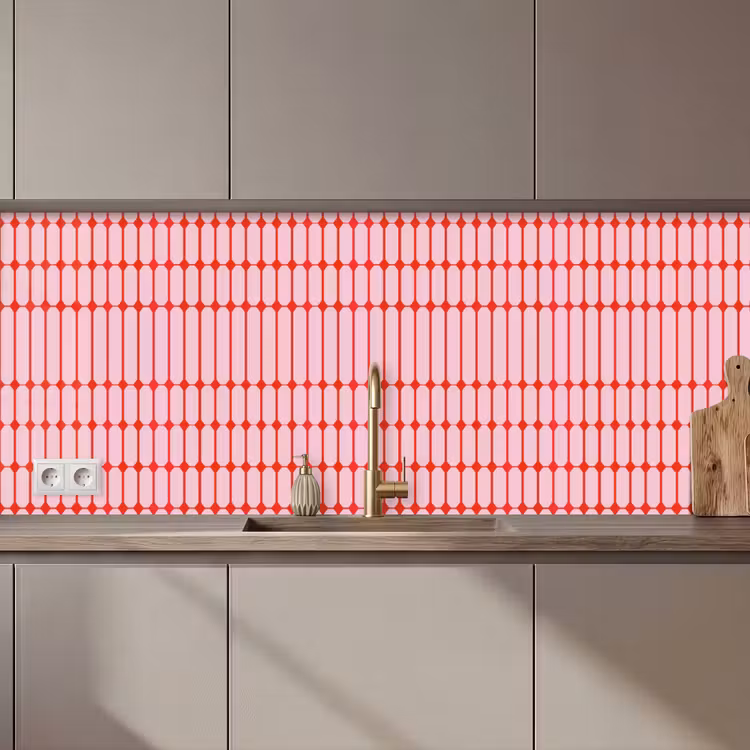Keuken achterwand - Geometrisch - Minimalistisch - Rood - Roze — 1