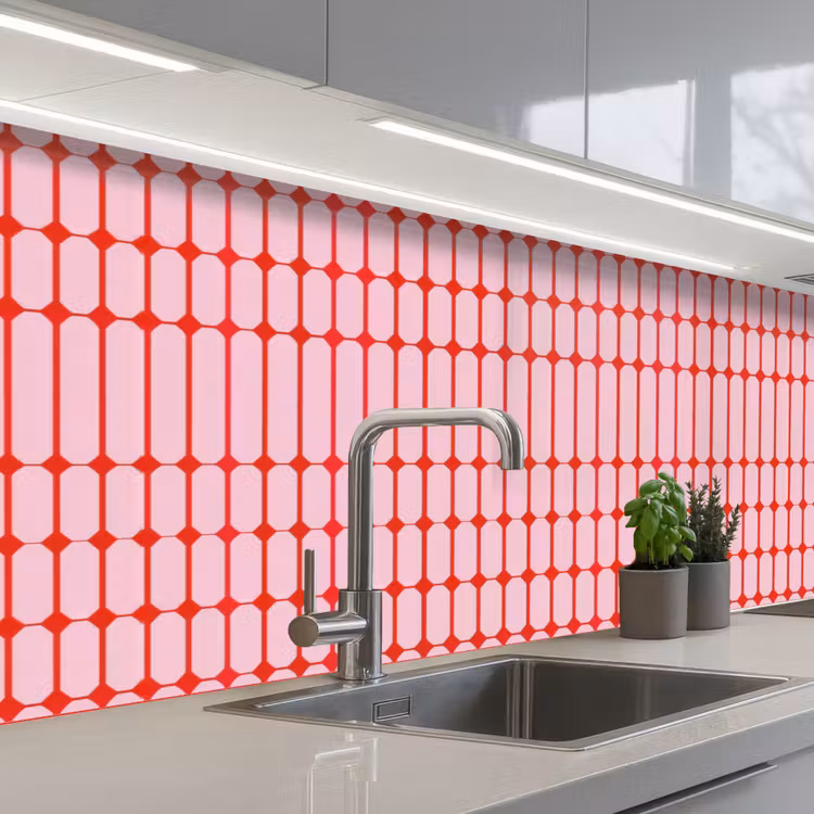 Keuken achterwand - Geometrisch - Minimalistisch - Rood - Roze — 2
