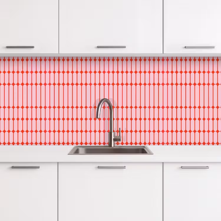 Keuken achterwand - Geometrisch - Minimalistisch - Rood - Roze — 4