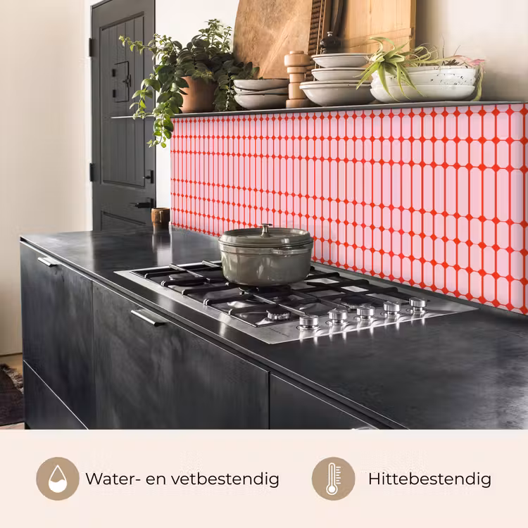 Keuken achterwand - Geometrisch - Minimalistisch - Rood - Roze — 5