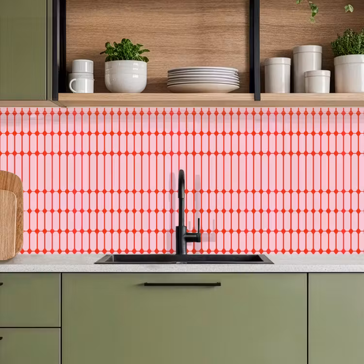 Keuken achterwand - Geometrisch - Minimalistisch - Rood - Roze — 8