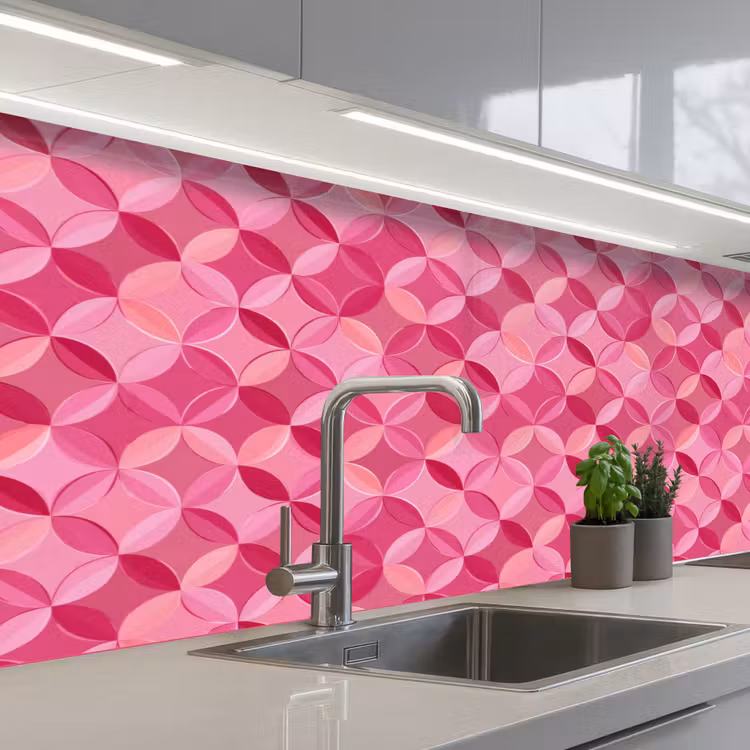 Keuken achterwand - Geometrisch - Mozaïek - Modern - Roze — 2