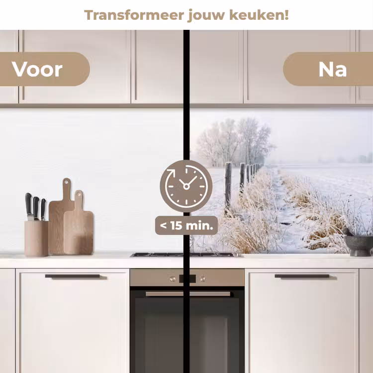Keuken achterwand - Hek - Sneeuw - Mist - Platteland - Nostalgisch — 3