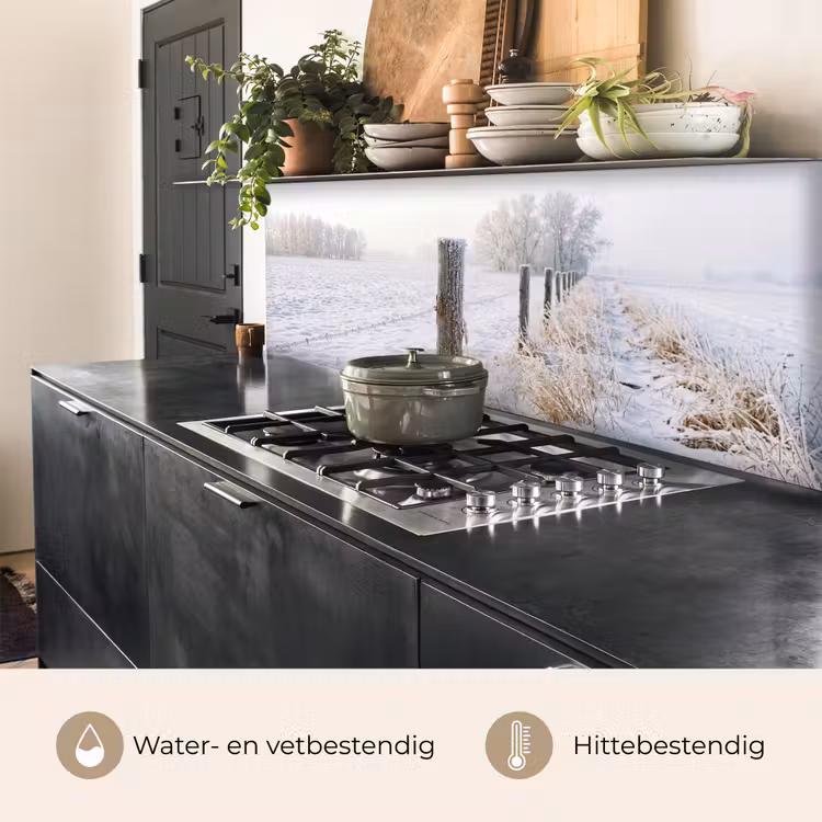 Keuken achterwand - Hek - Sneeuw - Mist - Platteland - Nostalgisch — 5