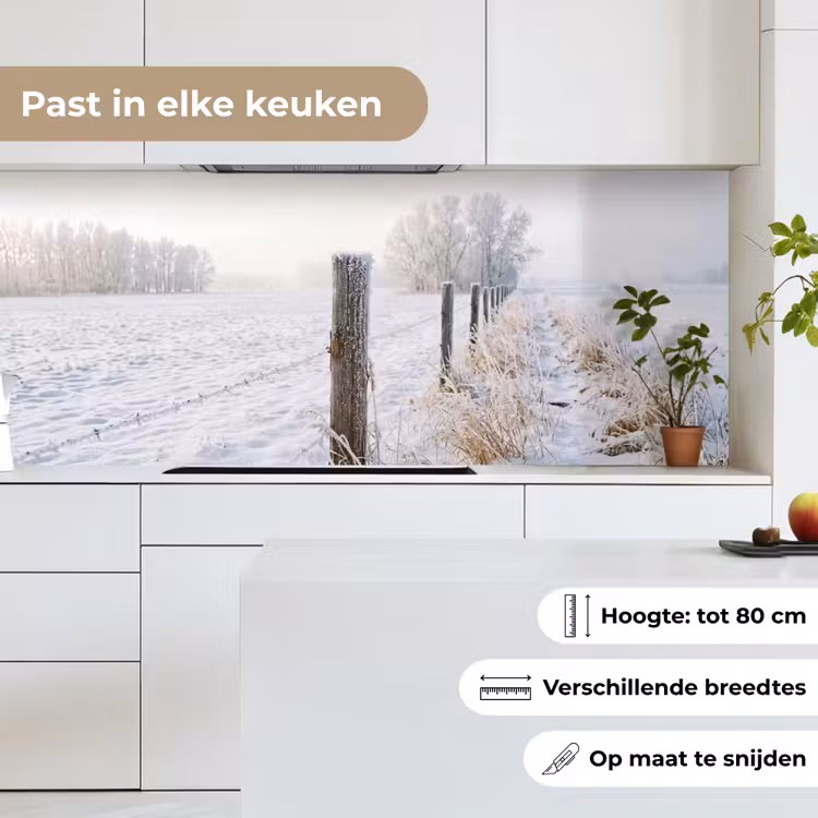 Keuken achterwand - Hek - Sneeuw - Mist - Platteland - Nostalgisch — 7