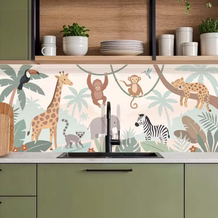 Keuken achterwand - Jungle - Dieren - Groen — 8