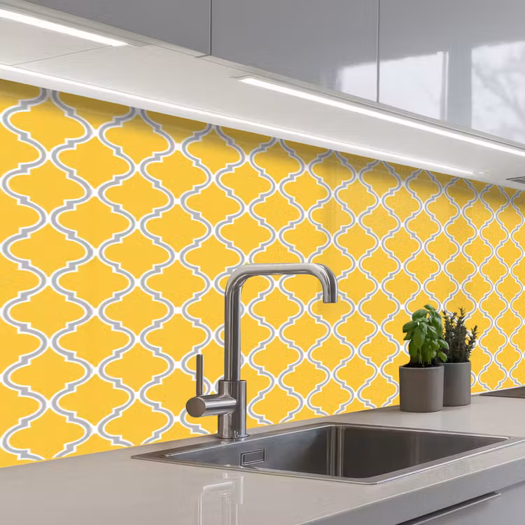 Keuken achterwand - Lantaarn - Arabesk - Elegant - Geel — 2