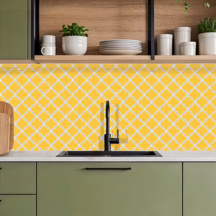 Keuken achterwand - Lantaarn - Arabesk - Elegant - Geel — 8