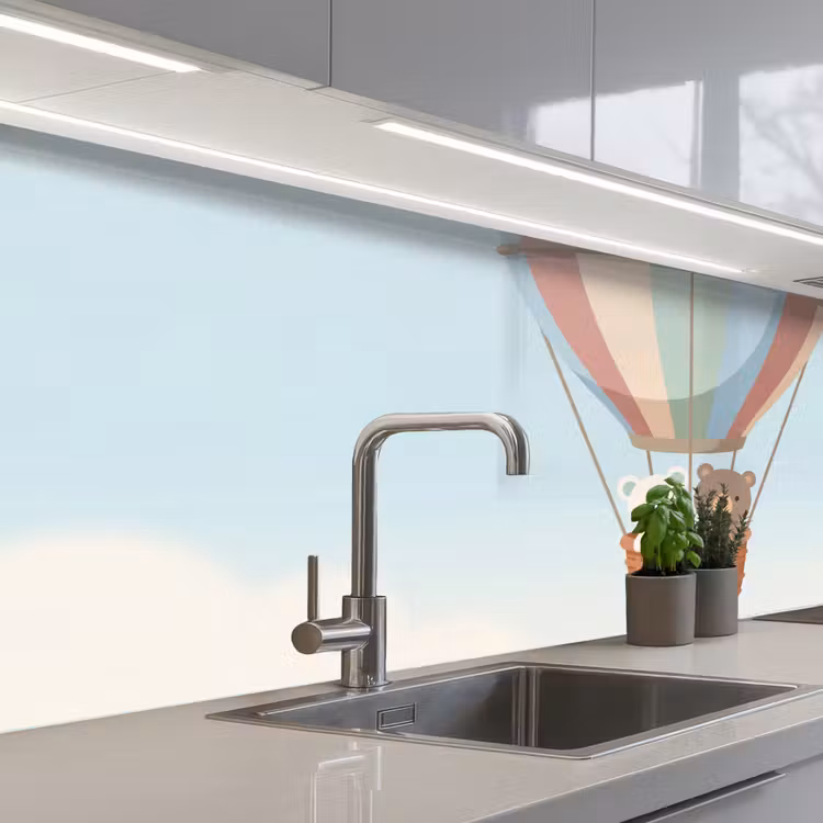 Keuken achterwand - Luchtballon - Beren - Pastel — 2