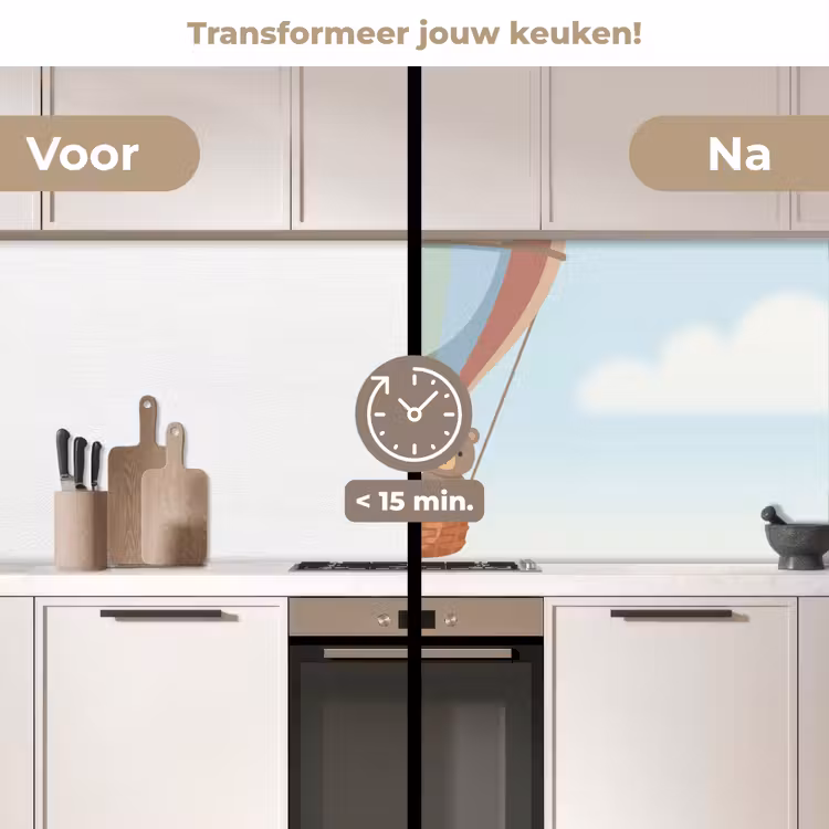 Keuken achterwand - Luchtballon - Beren - Pastel — 3