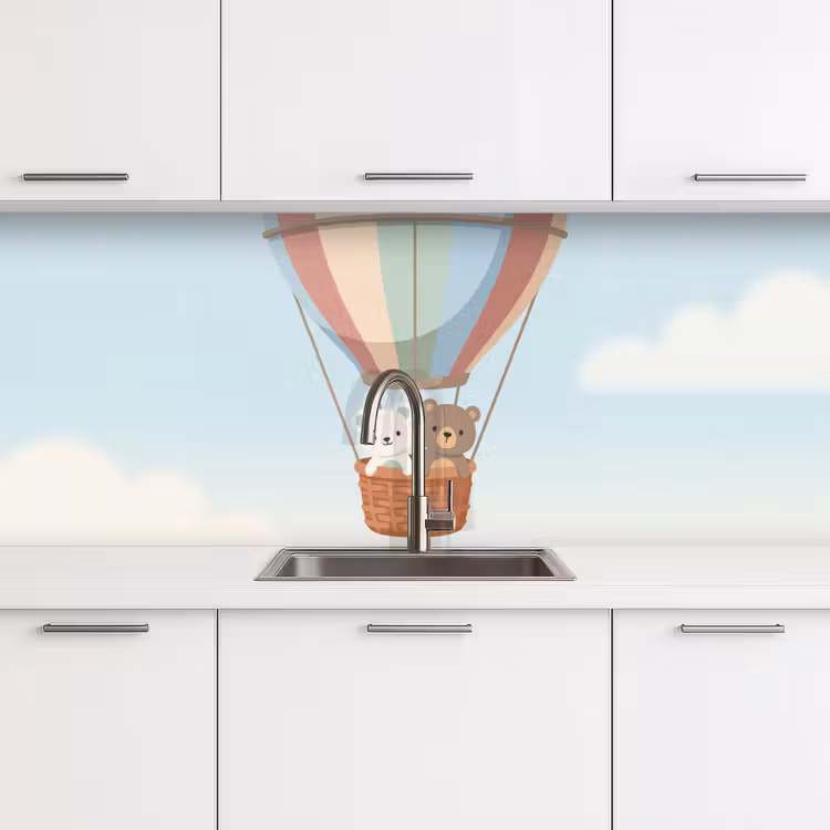 Keuken achterwand - Luchtballon - Beren - Pastel — 4