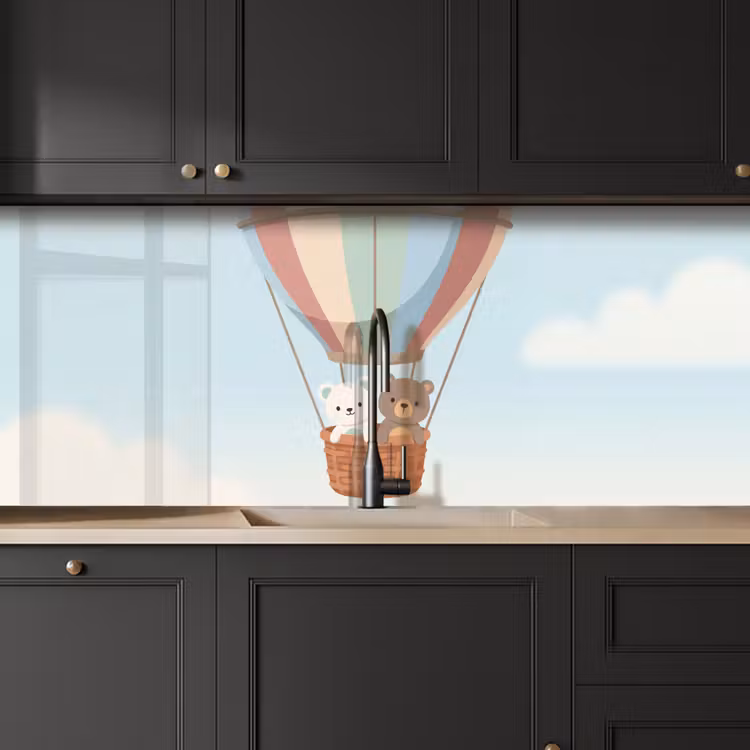 Keuken achterwand - Luchtballon - Beren - Pastel — 6
