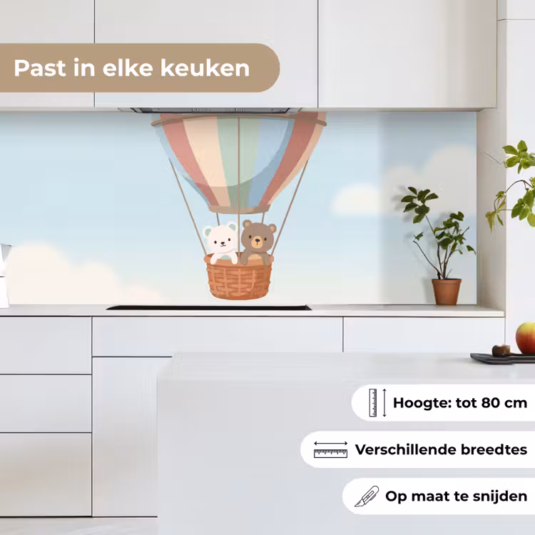 Keuken achterwand - Luchtballon - Beren - Pastel — 7