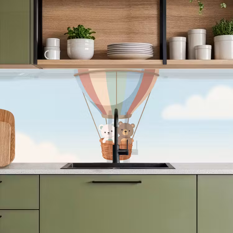 Keuken achterwand - Luchtballon - Beren - Pastel — 8
