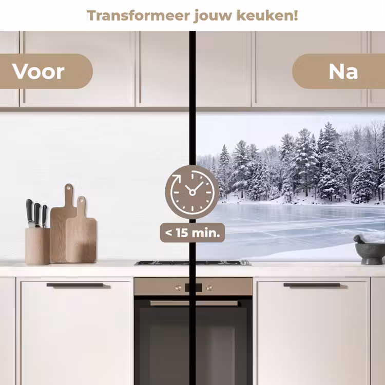 Keuken achterwand - Meer - Dennen - IJs - Winter - Rustgevend — 3