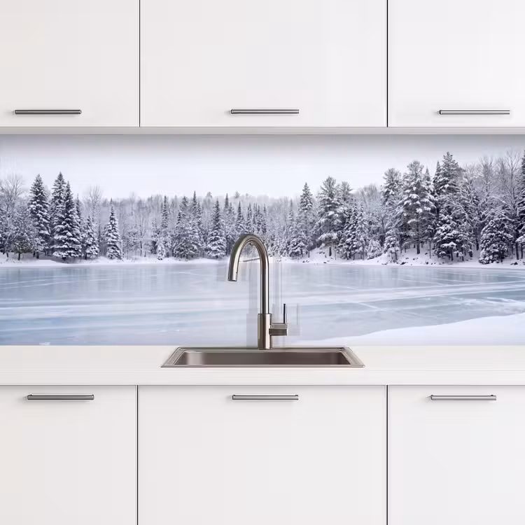 Keuken achterwand - Meer - Dennen - IJs - Winter - Rustgevend — 4