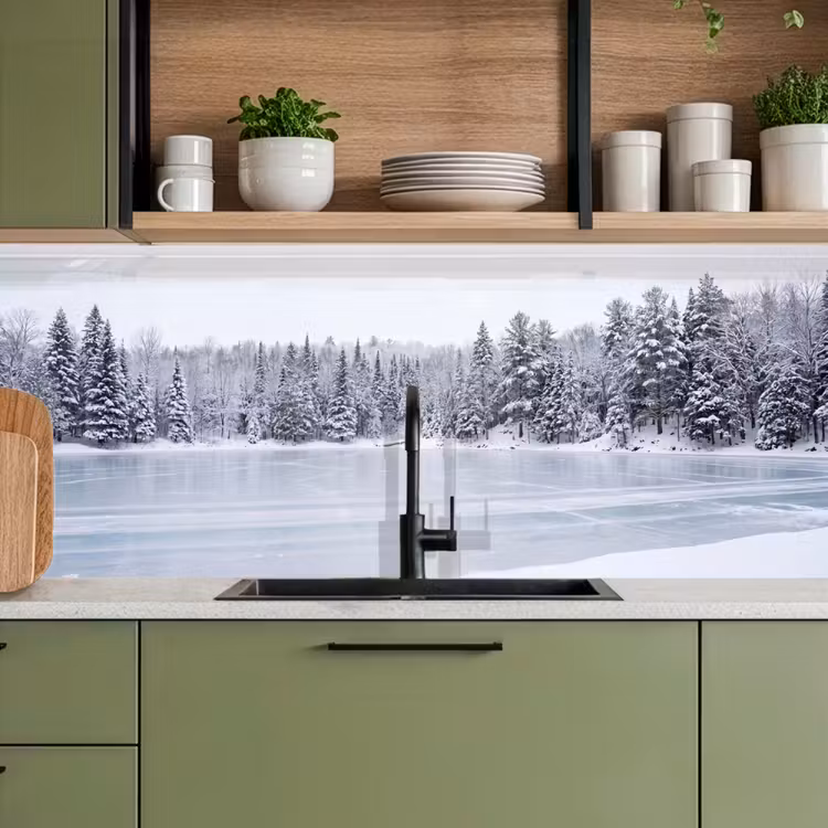 Keuken achterwand - Meer - Dennen - IJs - Winter - Rustgevend — 8