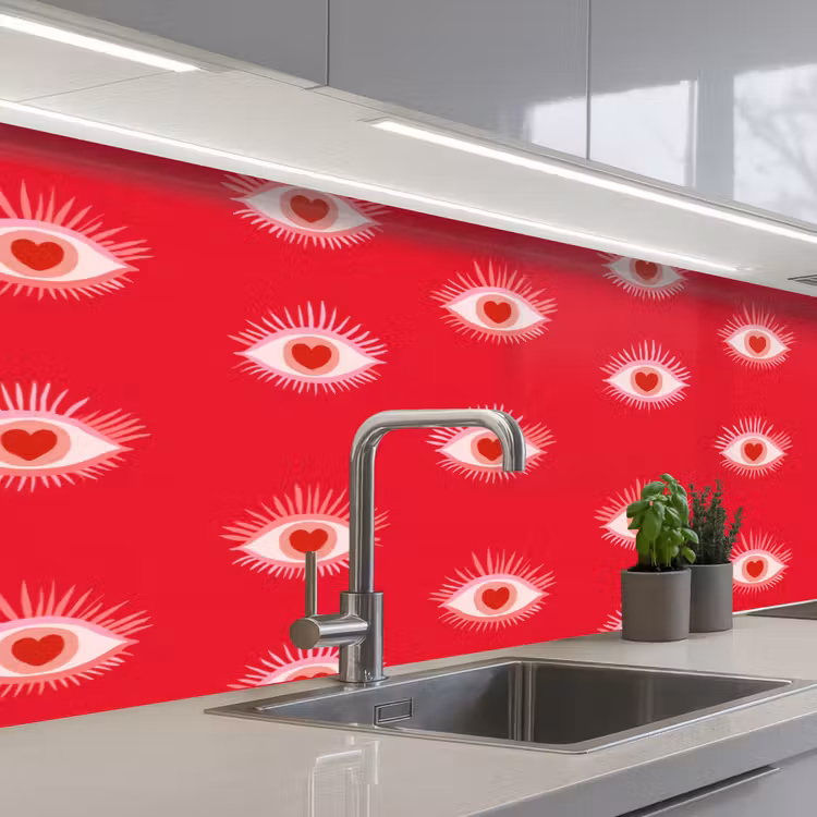 Keuken achterwand - Ogen - Hart - Abstract - Rood - Roze — 2