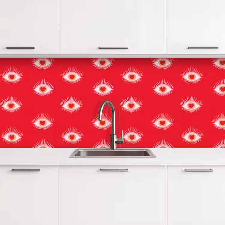 Keuken achterwand - Ogen - Hart - Abstract - Rood - Roze — 4