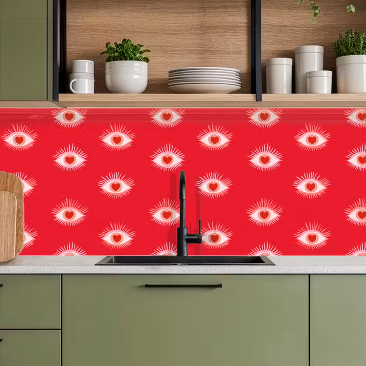 Keuken achterwand - Ogen - Hart - Abstract - Rood - Roze — 8