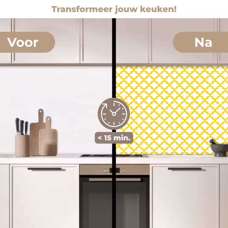 Keuken achterwand - Patroon - Geometrisch - Klassiek - Geel — 3
