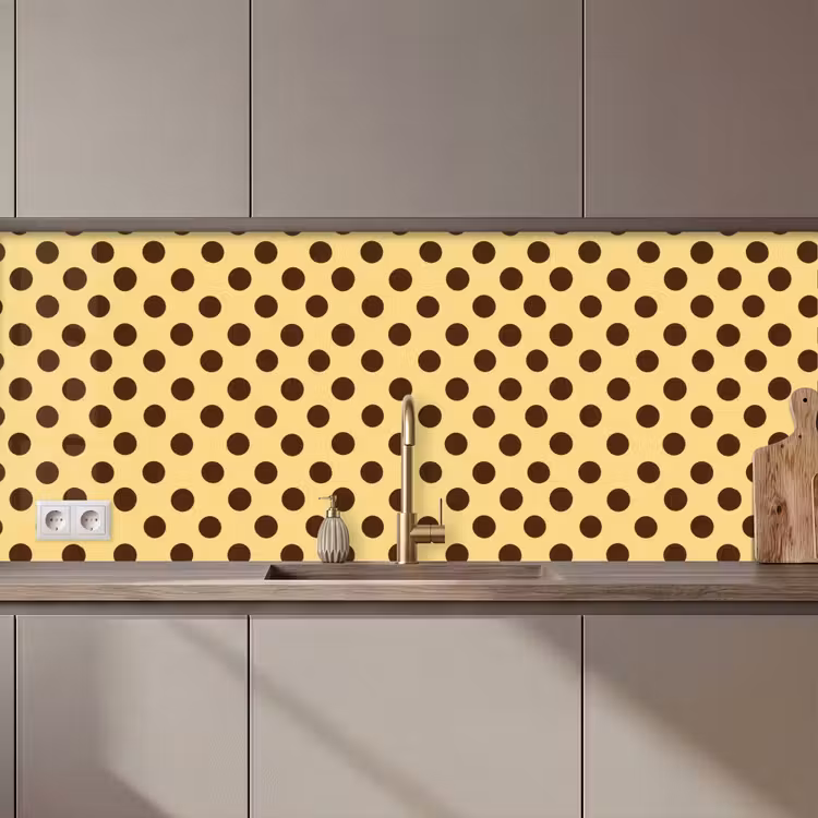 Keuken achterwand - Polka Dot - Stippen - Retro - Geel - Bruin — 1