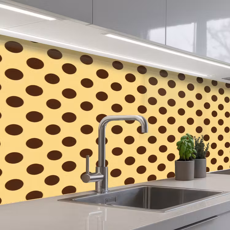 Keuken achterwand - Polka Dot - Stippen - Retro - Geel - Bruin — 2