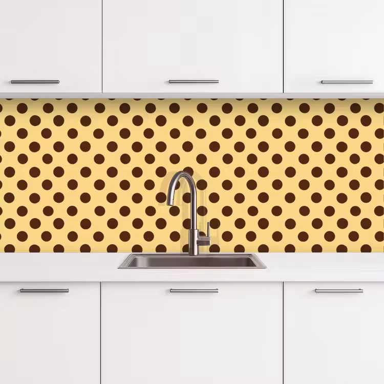 Keuken achterwand - Polka Dot - Stippen - Retro - Geel - Bruin — 4