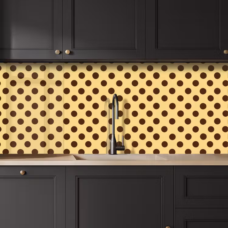 Keuken achterwand - Polka Dot - Stippen - Retro - Geel - Bruin — 6
