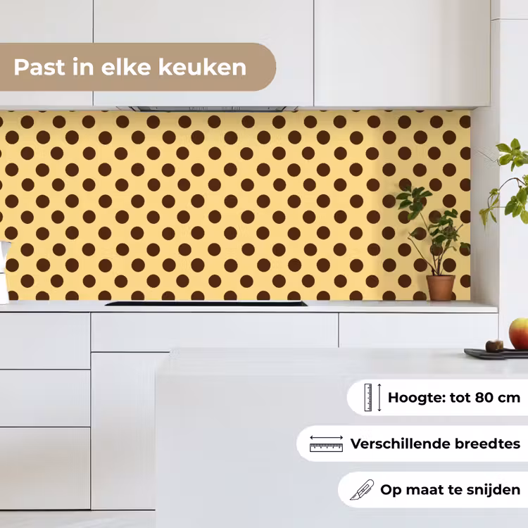 Keuken achterwand - Polka Dot - Stippen - Retro - Geel - Bruin — 7