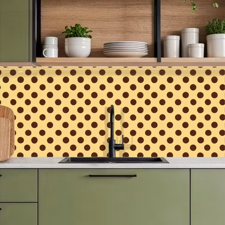 Keuken achterwand - Polka Dot - Stippen - Retro - Geel - Bruin — 8
