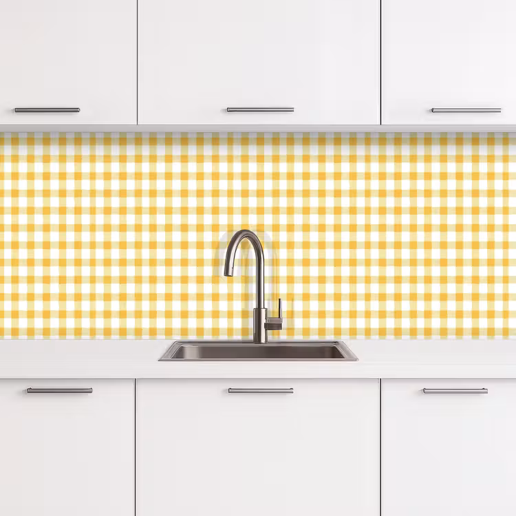 Keuken achterwand - Ruit - Gingham - Klassiek - Geel en Wit — 4