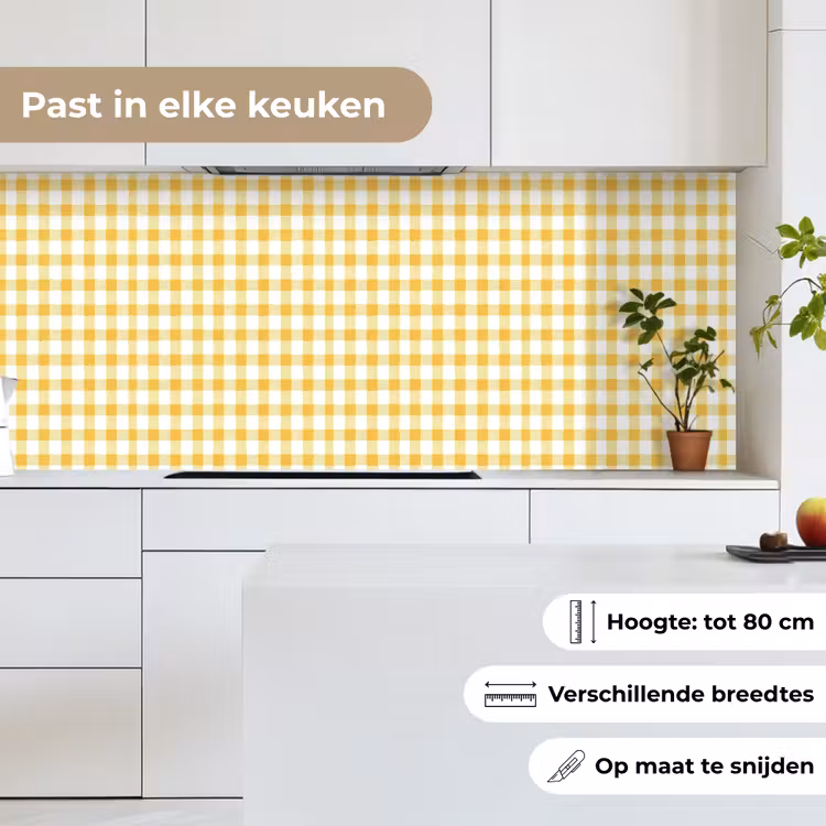 Keuken achterwand - Ruit - Gingham - Klassiek - Geel en Wit — 7