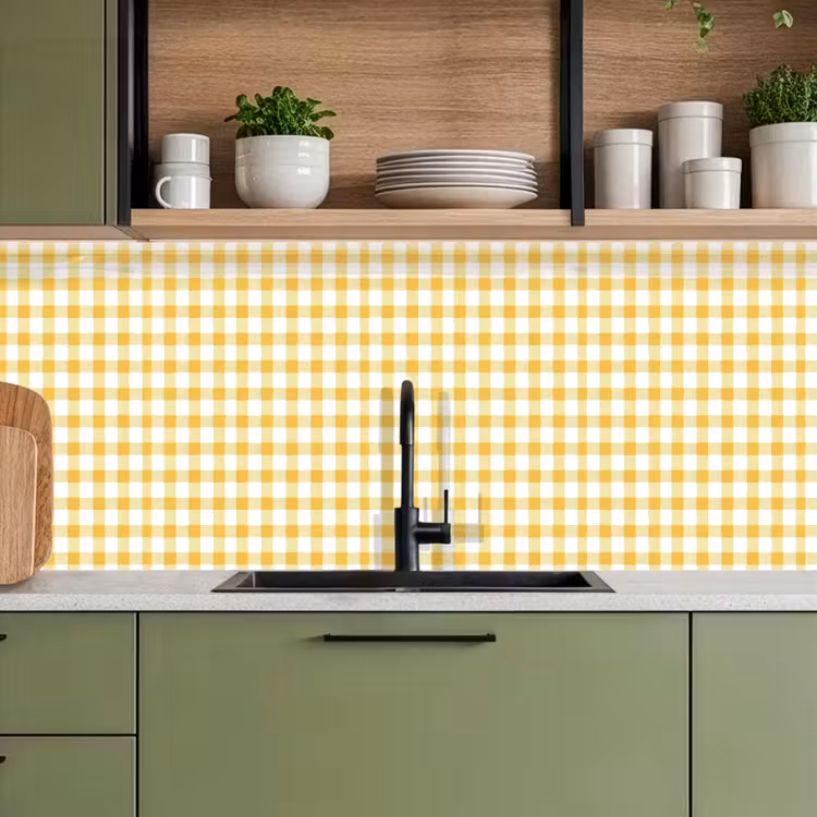 Keuken achterwand - Ruit - Gingham - Klassiek - Geel en Wit — 8