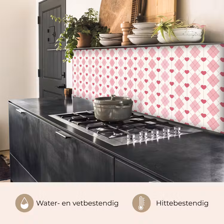 Keuken achterwand - Ruiten - Klassiek - Roze - Wit — 5