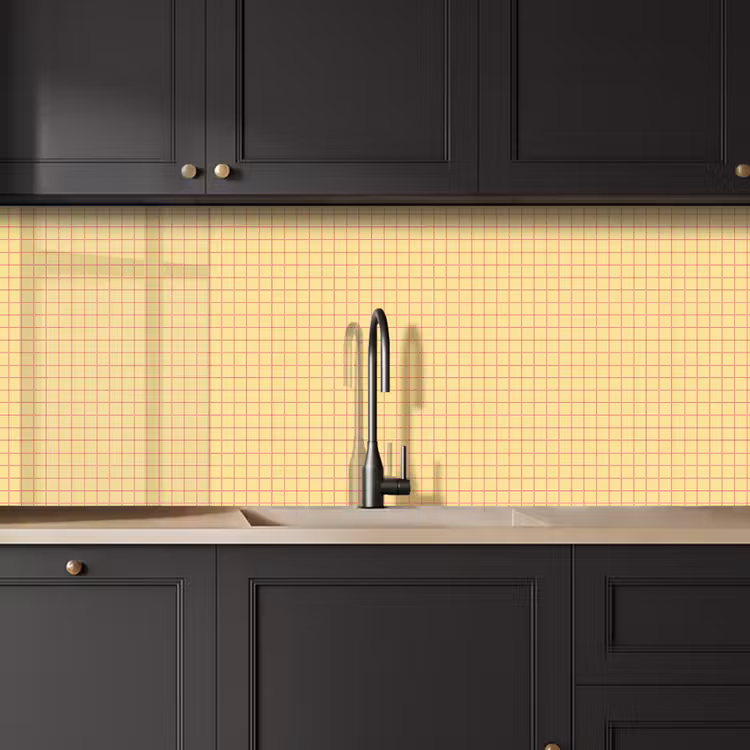 Keuken achterwand - Ruitjes - Grid - Minimalistisch - Geel - Roze — 6