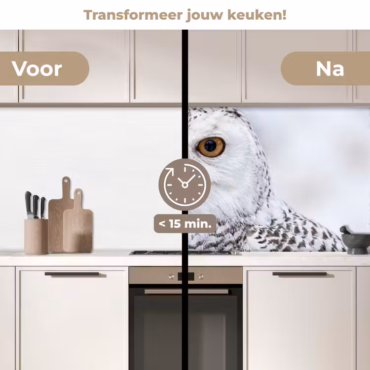 Keuken achterwand - Sneeuwuil - Oog - Wildlife - Wit — 3