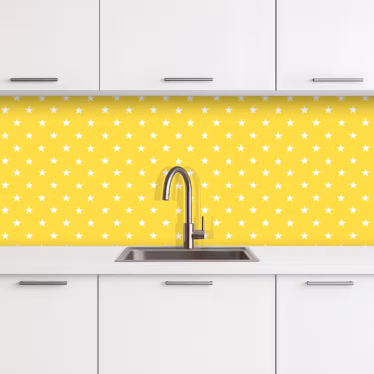 Keuken achterwand - Sterren - Patroon - Minimalistisch - Geel — 4