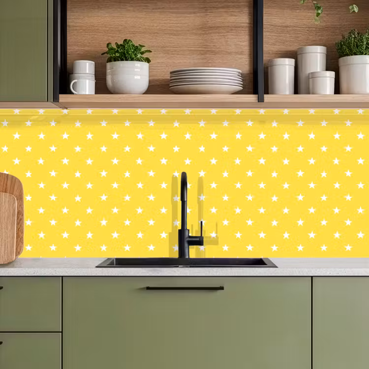 Keuken achterwand - Sterren - Patroon - Minimalistisch - Geel — 8