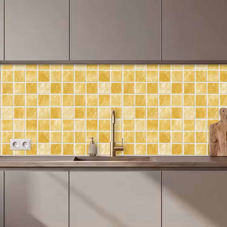 Keuken achterwand - Tegels - Mozaïek - Textuur - Goudgeel — 1