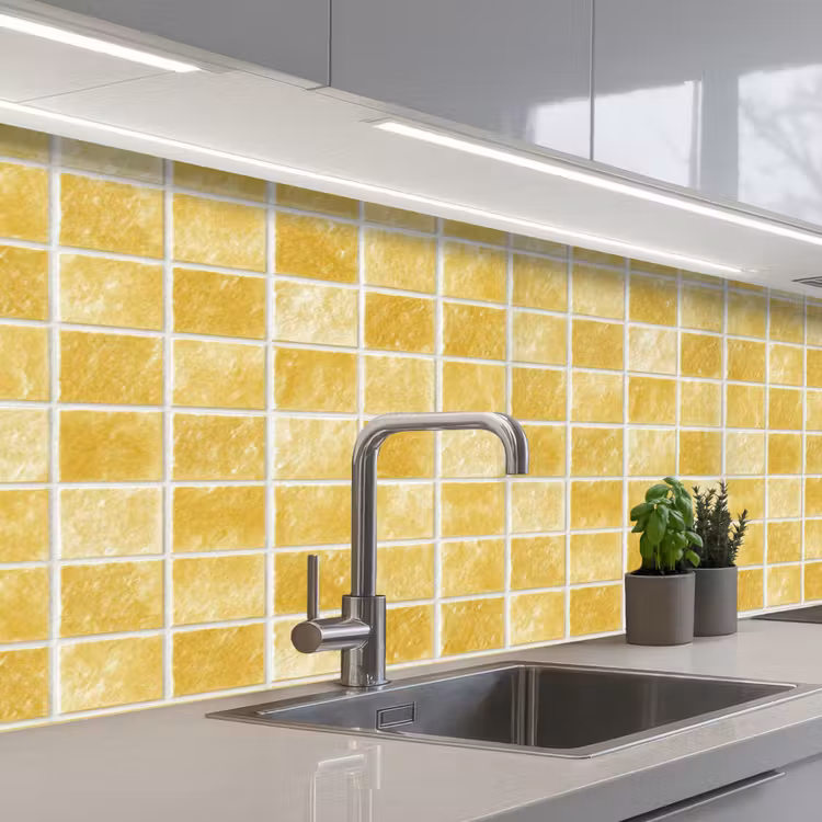 Keuken achterwand - Tegels - Mozaïek - Textuur - Goudgeel — 2