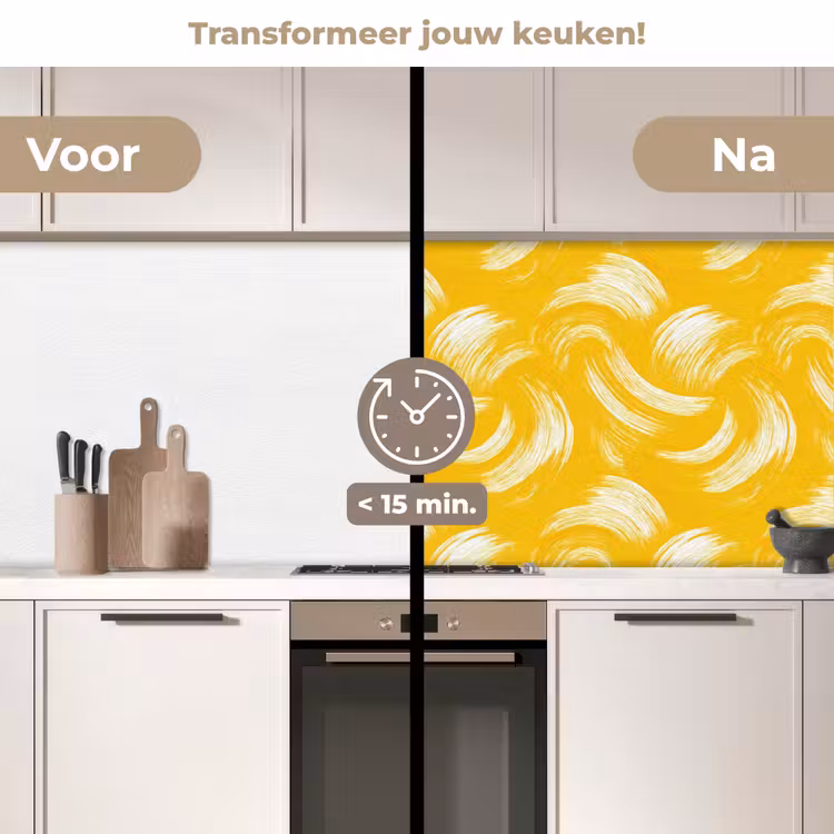 Keuken achterwand - Verfstreken - Abstract - Dynamisch - Geel — 3