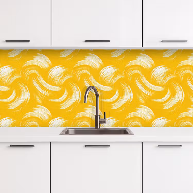 Keuken achterwand - Verfstreken - Abstract - Dynamisch - Geel — 4