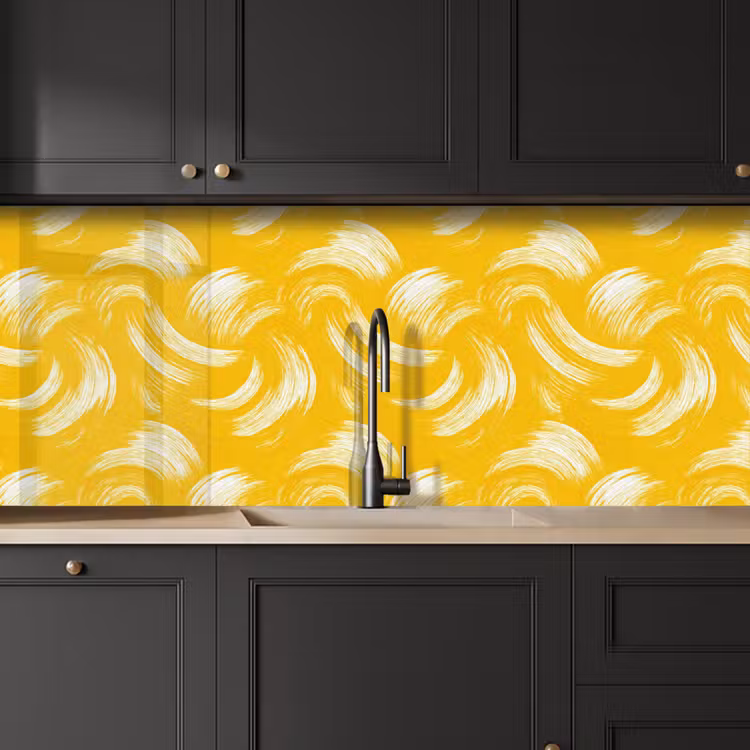 Keuken achterwand - Verfstreken - Abstract - Dynamisch - Geel — 6