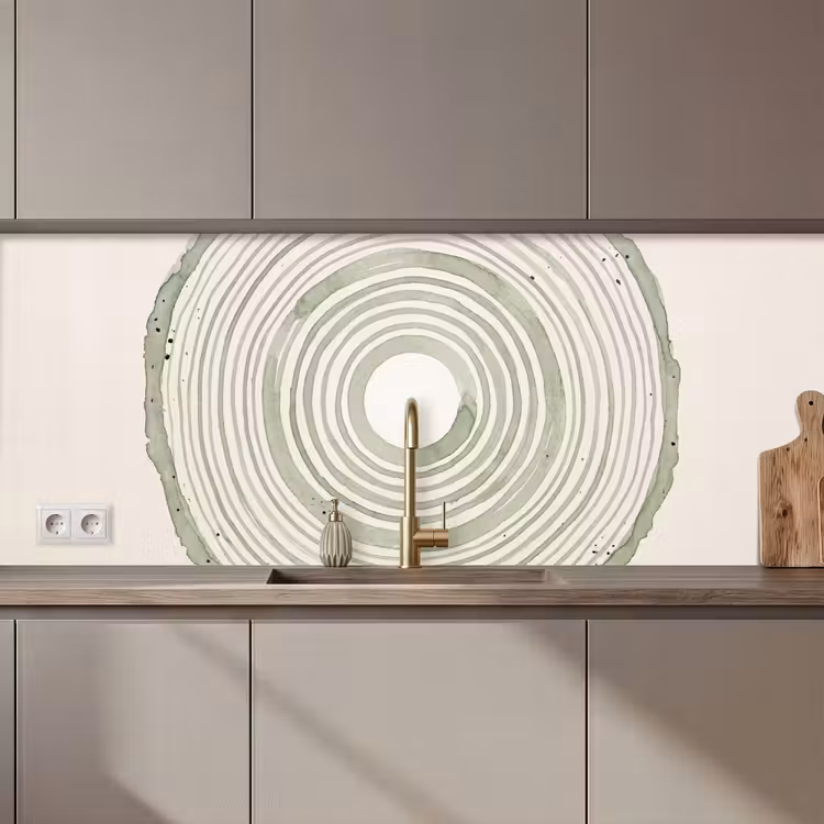 Keuken achterwand - Abstractie - Cirkels - Waterverf - Groen - Modern — 1