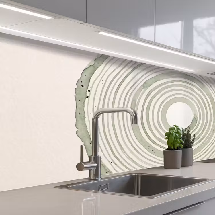 Keuken achterwand - Abstractie - Cirkels - Waterverf - Groen - Modern — 2
