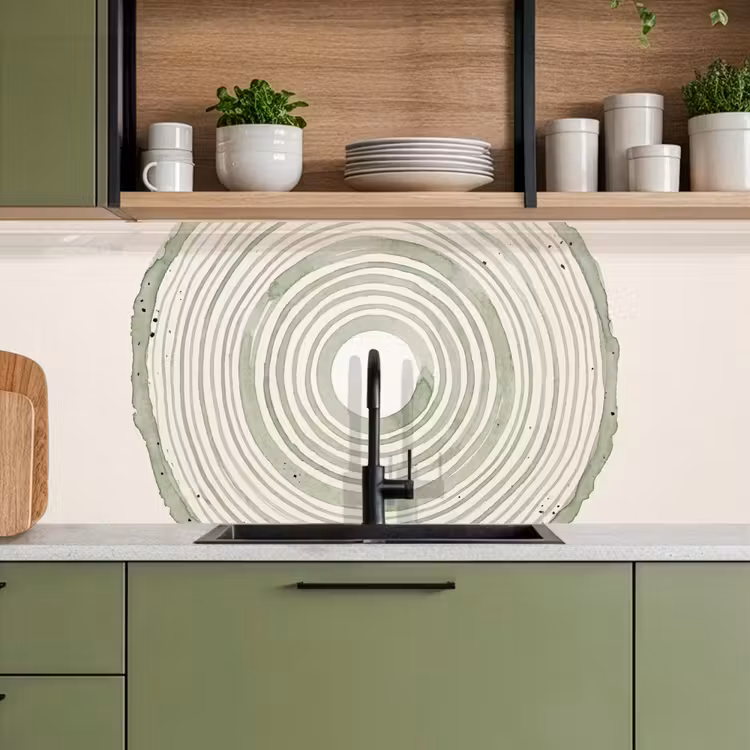 Keuken achterwand - Abstractie - Cirkels - Waterverf - Groen - Modern — 8