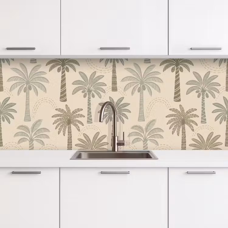 Keuken achterwand - Palmbomen - Patroon - Tropisch - Beige — 4