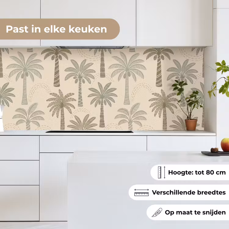 Keuken achterwand - Palmbomen - Patroon - Tropisch - Beige — 7