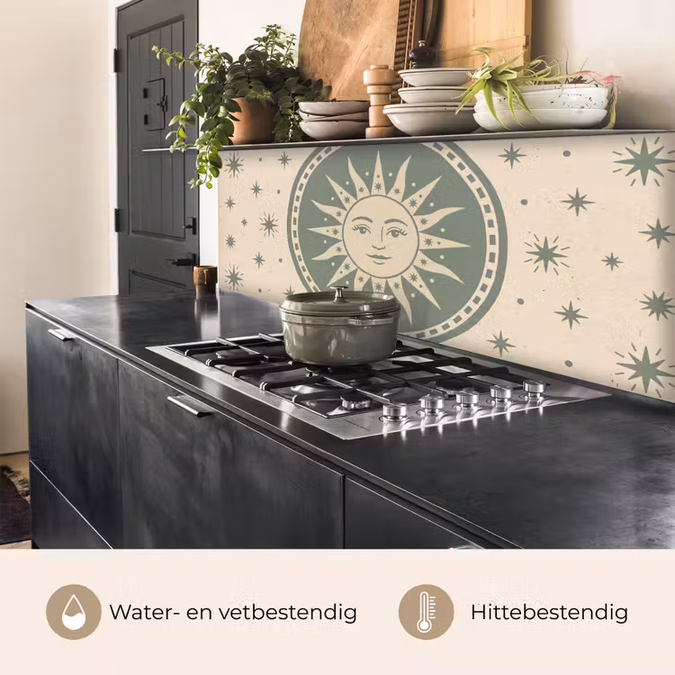 Keuken achterwand - Zon - Sterren - Astrologie - Vintage - Groen — 5
